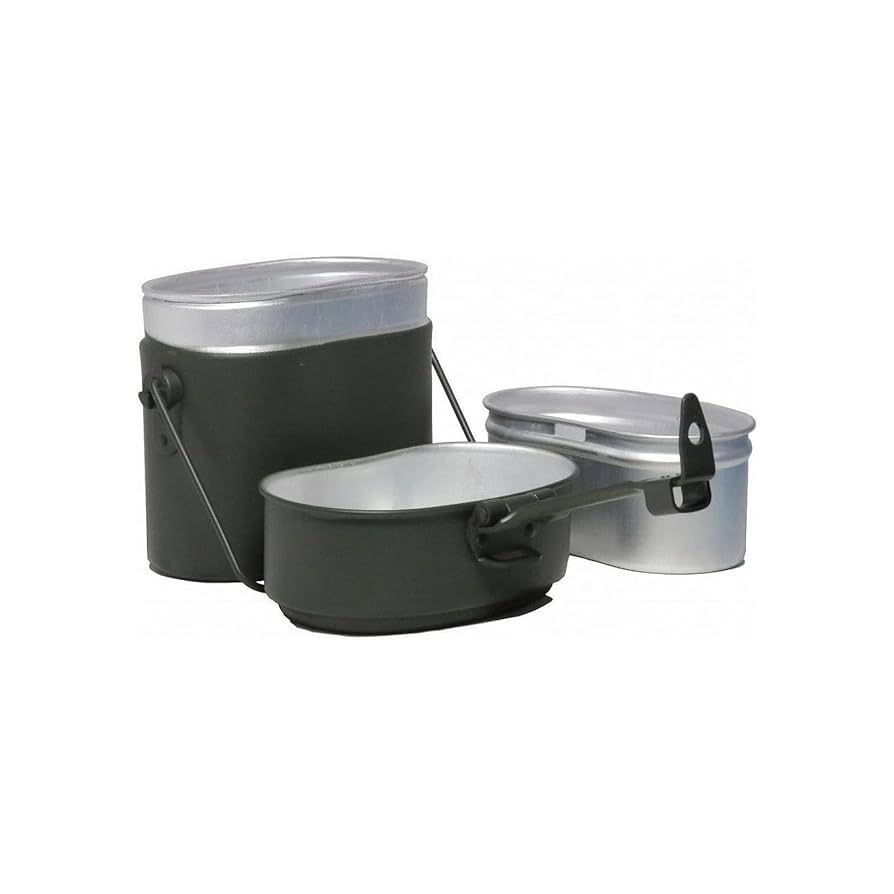 MIL-TEC German Style Gray Aluminum Mess Kit | Three-Part